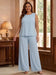 3 Pieces Chiffon Plus Size Mother of the Bride Pantsuits with Lace Floral