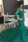 3/4 Sleeves Mermaid Prom Dress V-Neck With Lace Appliques - Emerald