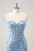 Sparkly Blue Spaghetti Straps Corset Tight Short Homecoming Dress