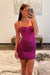 Sparkly Blue Spaghetti Straps Corset Tight Short Homecoming Dress
