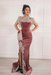 #42 Dusty Rose Velvet Evening Dress High Neck Side Split