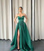 663. Dark Green Spaghetti-Straps V-Neck Long A-Line Prom Dress with Split