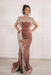 #7 Dusty Rose Velvet Evening Dress High Neck Side Split