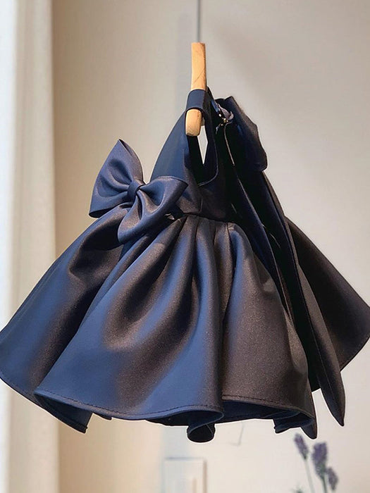 Cute Satin Princess Ball Gown Mini Flower Girl Dresses with Bow