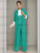Ankle-Length Mother of the Bride Pantsuits in 3 Pieces Featuring Square Neck Jacket & Lace Appliques