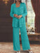 Sequined Chiffon Pantsuits for the Mother of the Bride with Jacket