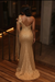 Gorgeous Gold Sequins Prom Dress Asymmetric Mermaid Evening Gown with Tassels