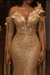 Gorgeous Gold Sequins Prom Dress Asymmetric Mermaid Evening Gown with Tassels