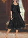 Princess A-Line Tea-Length Mother of the Bride Dress with Scoop Neck Half Sleeves Appliques and Jacket