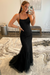 Black Lace Mermaid Backless Long Prom Dresses