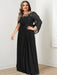 Plus Size Floor-Length Mother of the Bride A-Line Dress with Scoop Neckline Pleats and Sequins