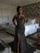 Black Sparkly Strapless Mermaid Sequined Prom Dress with Slit