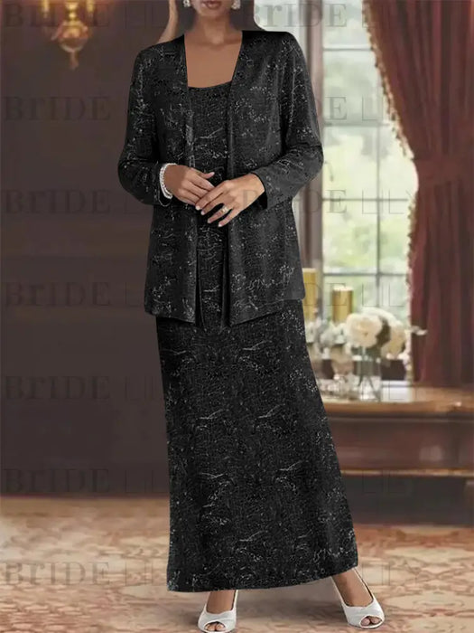 Ankle-length Chiffon Mother of the Bride Dress with Sequins and Jacket