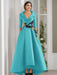 V-Neck A-Line Princess Floor-Length Mother of the Bride Dress with 3/4 Sleeves Appliques and Beading