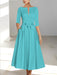 Ankle-Length Mother of the Bride A-Line Dress with Half Sleeves and Pockets