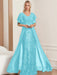 Plus Size Mother of the Bride A-Line Floor-Length Dress with V-Neck and Half Sleeves