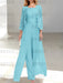 Floor-Length Square Neck Chiffon Mother of the Bride Pantsuit with Jacket & Side Split