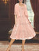 Princess A-Line Tea-Length Mother of the Bride Dress with Scoop Neck Half Sleeves Appliques and Jacket