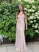 Blush Pink V-neck Beaded Satin A Line Prom Dress