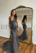 Brown Prom Dress Mermaid V Neck Long Evening Dress with Beadings - Prom Dresses