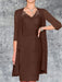 Brown Knee-Length V-Neck Sheath/Column Mother of the Bride Dresses