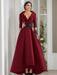 V-Neck A-Line Princess Floor-Length Mother of the Bride Dress with 3/4 Sleeves Appliques and Beading
