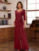 V-Neck Chiffon Jumpsuit with Ruched Detail and 3/4 Sleeves for the Mother
