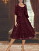 Princess A-Line Tea-Length Mother of the Bride Dress with Scoop Neck Half Sleeves Appliques and Jacket