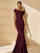 Minimalist Off-the-Shoulder Mother of the Bride Dresses in Trumpet/Mermaid Style with Detachable Flower