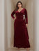 Plus Size V-Neck Ruffles Velvet Mother of the Bride Dress with Long Sleeves