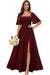 Square Neck Ruffle Sleeve Chiffon Bridesmaid Dress with Slit