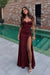 Burgundy Sweetheart Satin Prom Dress Mermaid with Front Split