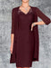 Burgundy Knee-Length V-Neck Sheath/Column Mother of the Bride Dresses