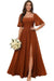 Square Neck Ruffle Sleeve Chiffon Bridesmaid Dress with Slit