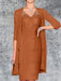 Burnt Orange Knee-Length V-Neck Sheath/Column Mother of the Bride Dresses