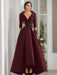 V-Neck A-Line Princess Floor-Length Mother of the Bride Dress with 3/4 Sleeves Appliques and Beading