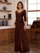 V-Neck Chiffon Jumpsuit with Ruched Detail and 3/4 Sleeves for the Mother