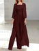 Floor-Length Square Neck Chiffon Mother of the Bride Pantsuit with Jacket & Side Split