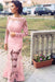 Candy Pink Trumpet/Mermaid Bateau Long Sleeves Applique Lace Dresses - Prom Dresses