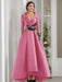 V-Neck A-Line Princess Floor-Length Mother of the Bride Dress with 3/4 Sleeves Appliques and Beading