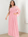 Plus Size Floor-Length Mother of the Bride A-Line Dress with Scoop Neckline Pleats and Sequins