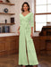 V-Neck Chiffon Jumpsuit with Ruched Detail and 3/4 Sleeves for the Mother