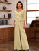V-Neck Chiffon Jumpsuit with Ruched Detail and 3/4 Sleeves for the Mother