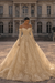 Champagne Glitter Lace Ball Gown Wedding Dress with Sleeves Off-the-Shoulder Sweetheart Corset Bridal Gown