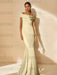 Minimalist Off-the-Shoulder Mother of the Bride Dresses in Trumpet/Mermaid Style with Detachable Flower