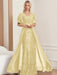 Plus Size Mother of the Bride A-Line Floor-Length Dress with V-Neck and Half Sleeves