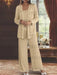 Sequined Chiffon Pantsuits for the Mother of the Bride with Jacket
