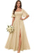 Square Neck Ruffle Sleeve Chiffon Bridesmaid Dress with Slit