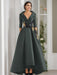 V-Neck A-Line Princess Floor-Length Mother of the Bride Dress with 3/4 Sleeves Appliques and Beading