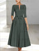 Ankle-Length Mother of the Bride A-Line Dress with Half Sleeves and Pockets